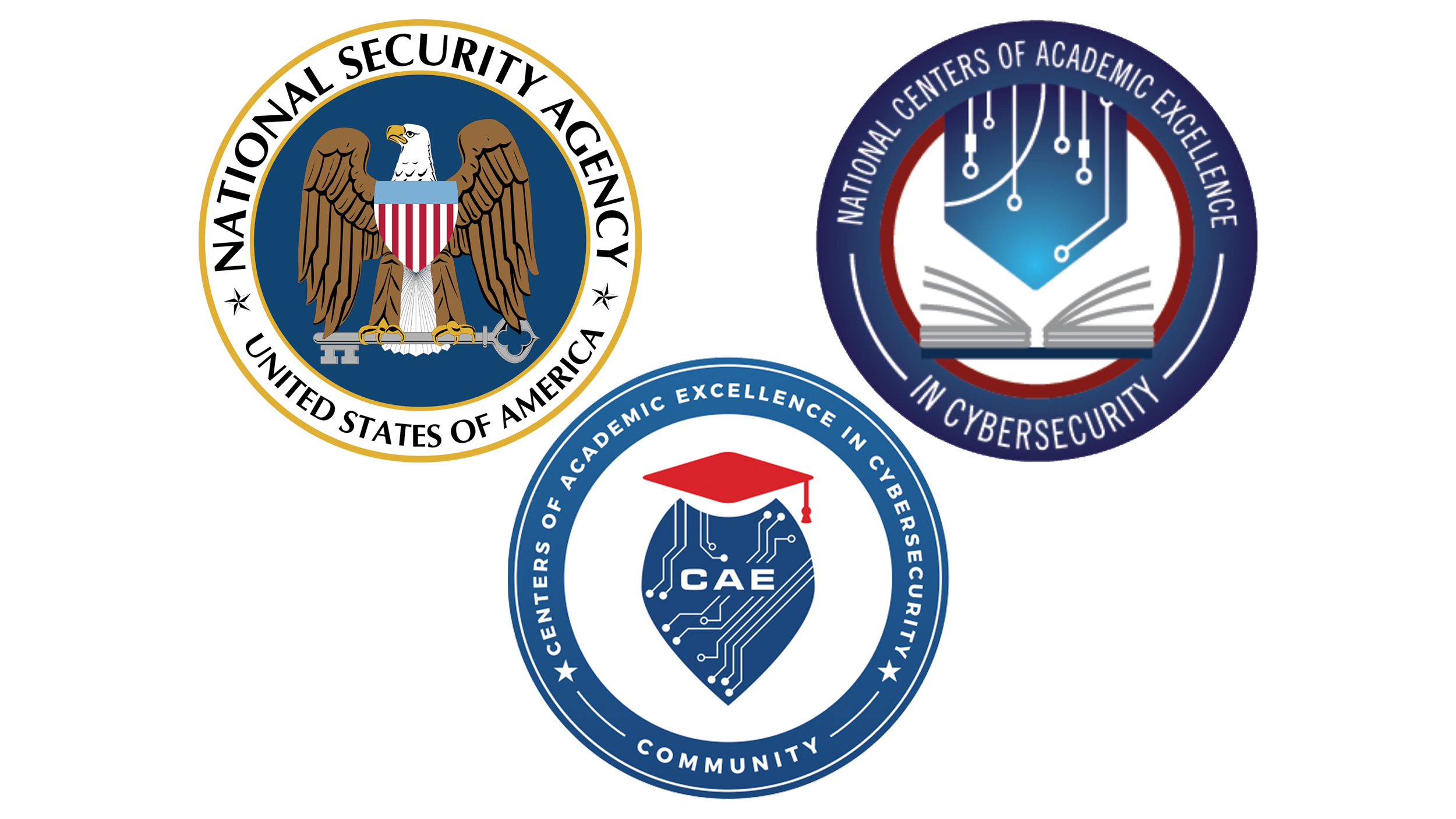 National Security Agency logo and National Center of Academic Excellence logo