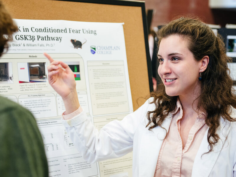 a student presents her capstone project in psychology