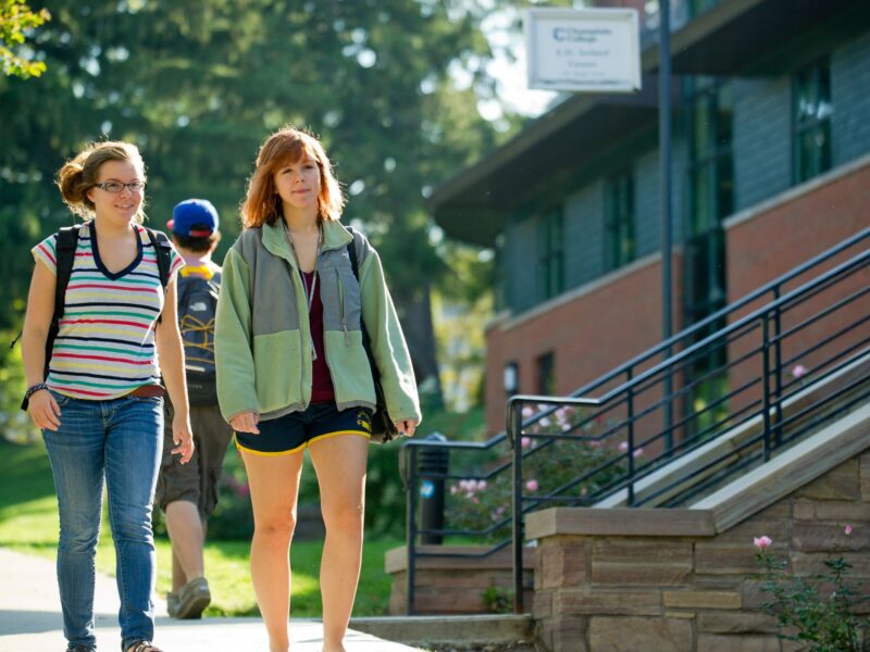 students walking on campus