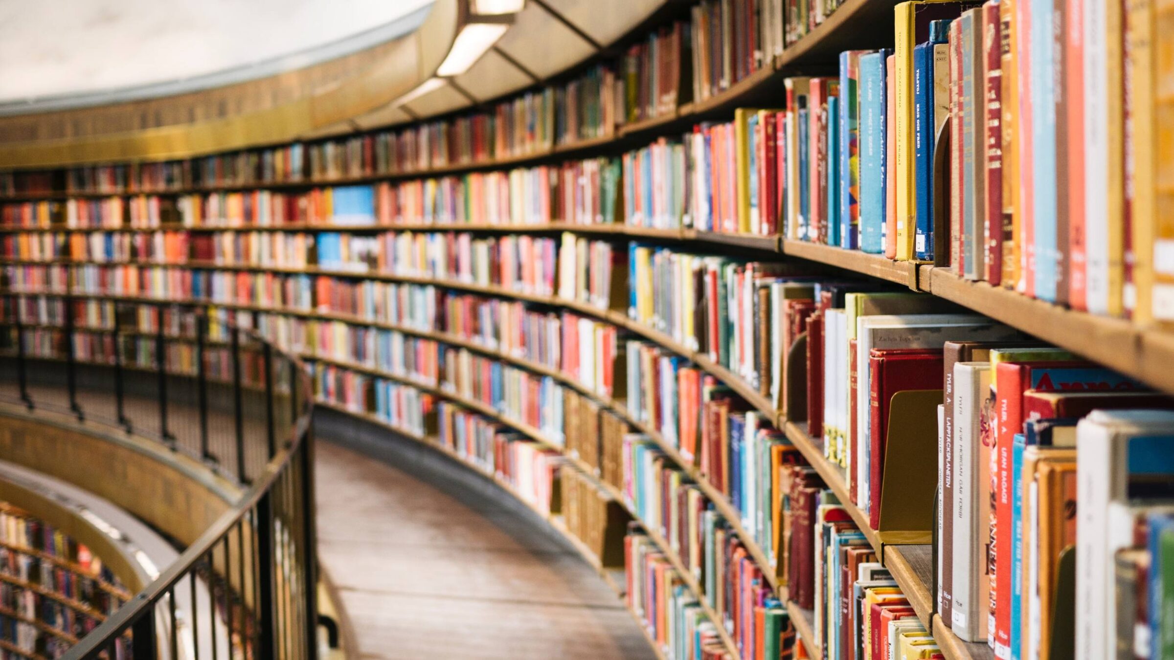 brightly colored library