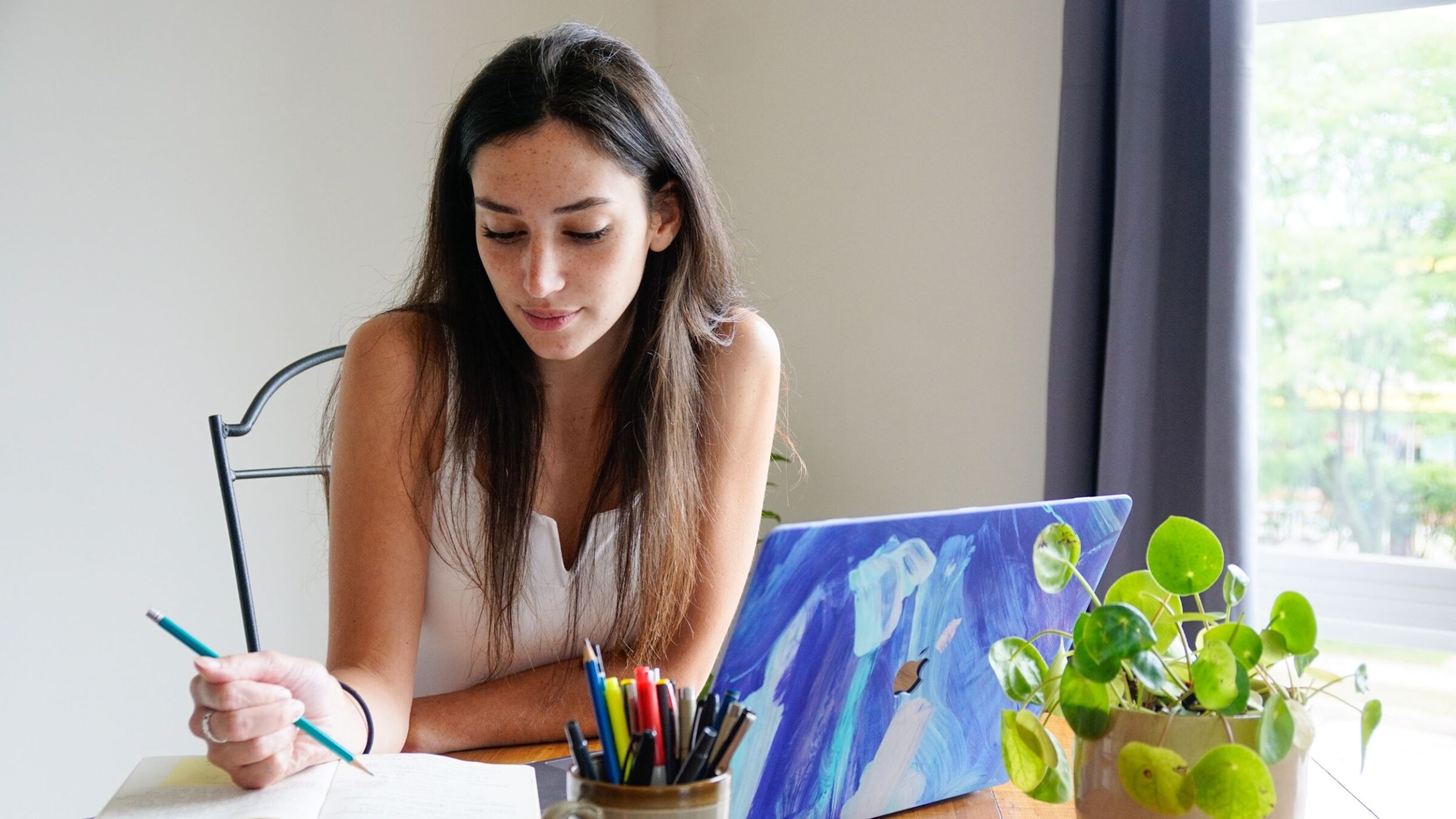 student working from home