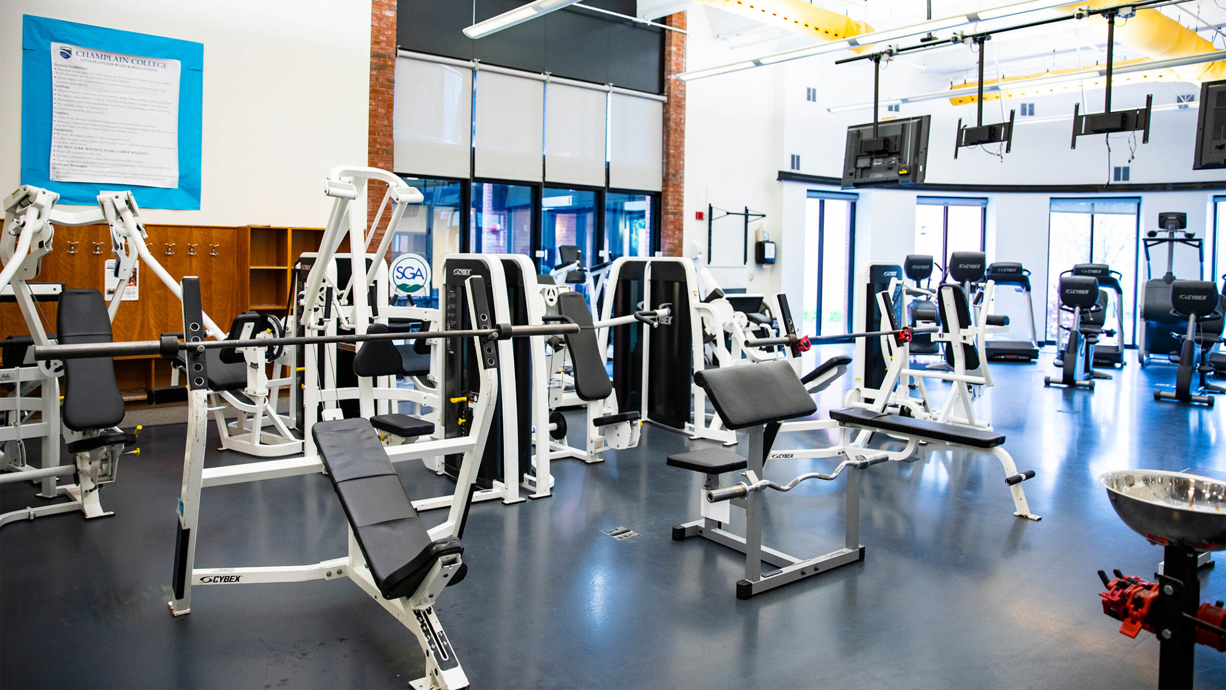 interior shot of the college fitness center