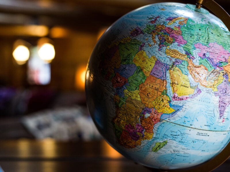 close-up of a world globe