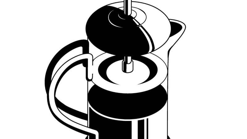 2d illustration of a french press coffee maker by a graphic design & visual communication student