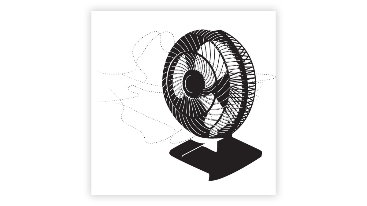 2d illustration of a table fan by a graphic design & visual communication student