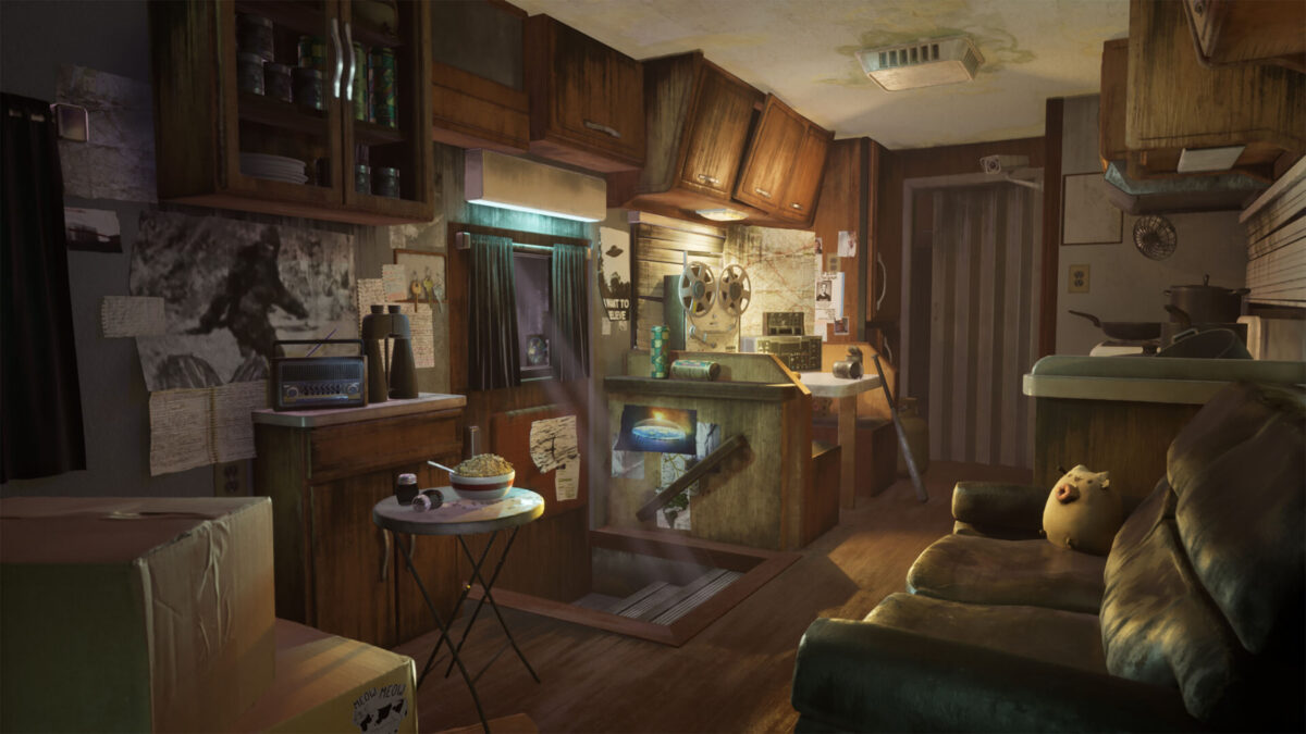 scene design inspired by the inside of a camper by a game art student