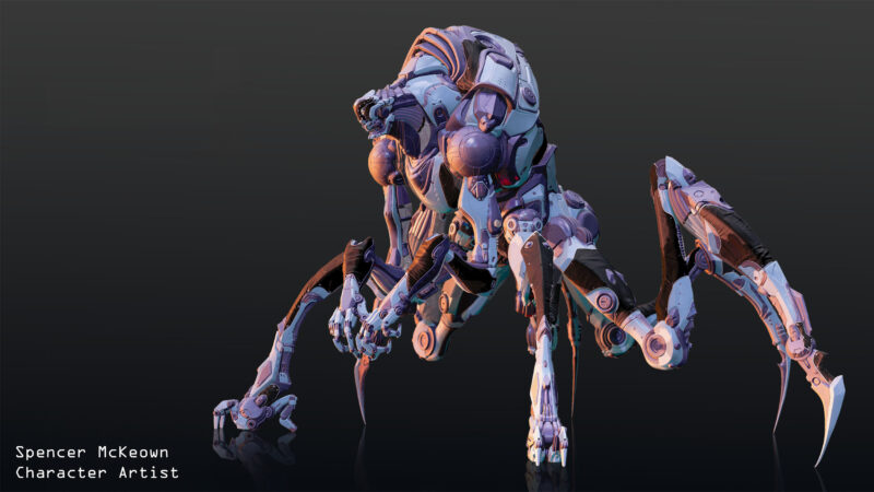 character design of a robotic insect by a game art student