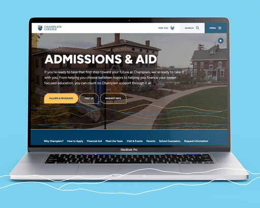 images of laptop with the admissions page showing