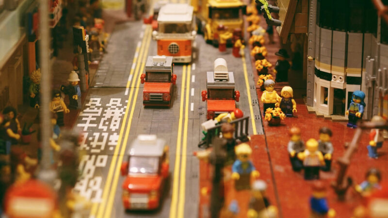 a close up photo of a lego city