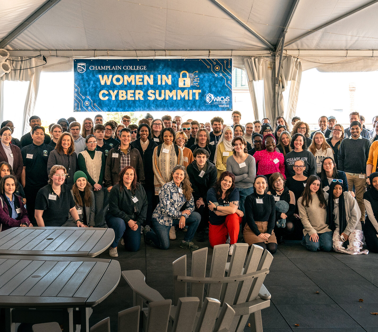 A group photo of all the many attendees of the Women in Cyber Summit.