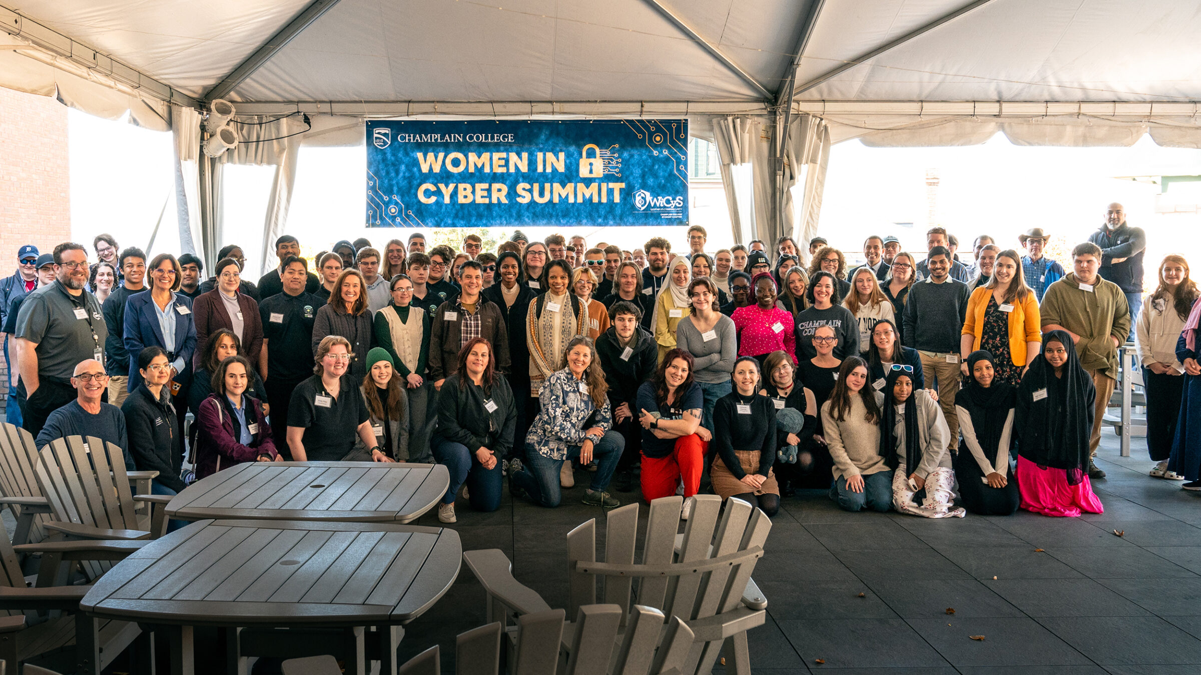 A group photo of all the many attendees of the Women in Cyber Summit.