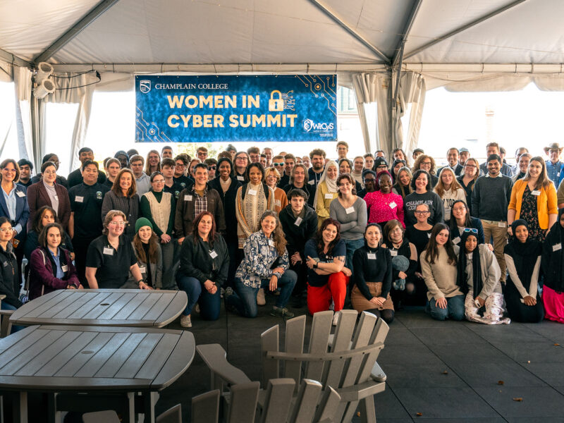 A group photo of all the many attendees of the Women in Cyber Summit.