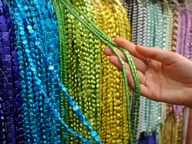 glittery beaded necklaces