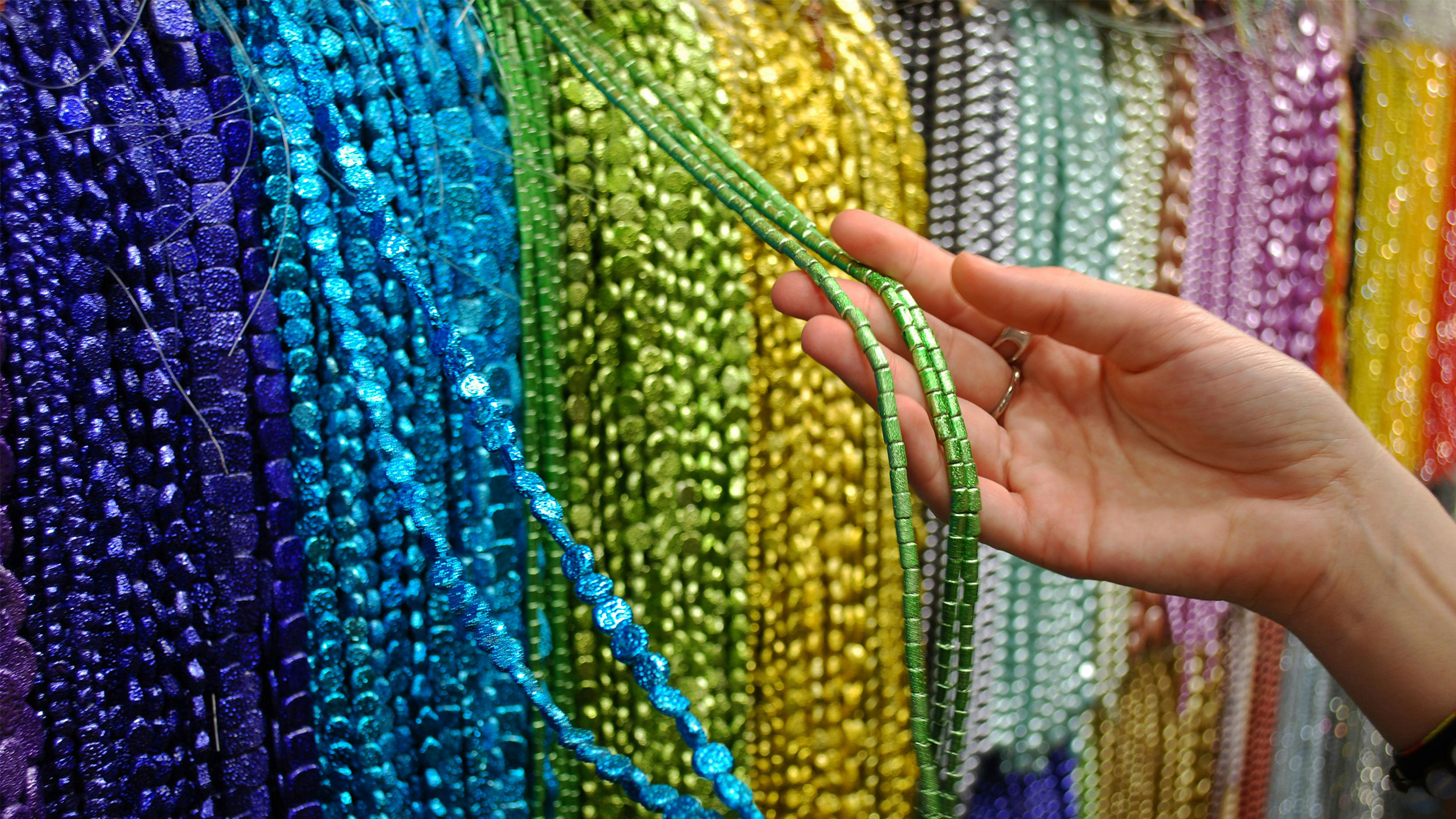 glittery beaded necklaces