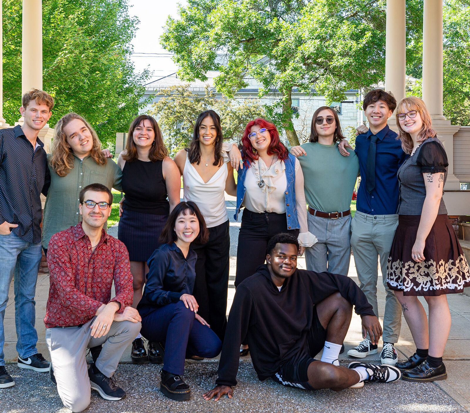 A group of student researchers pose at the University of Vermont.