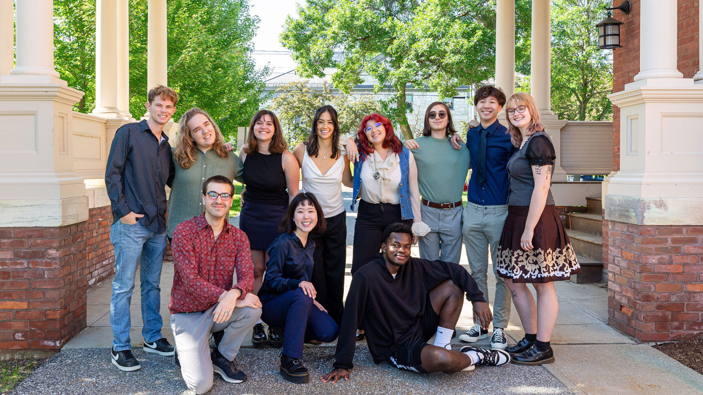 A group of student researchers pose at the University of Vermont.