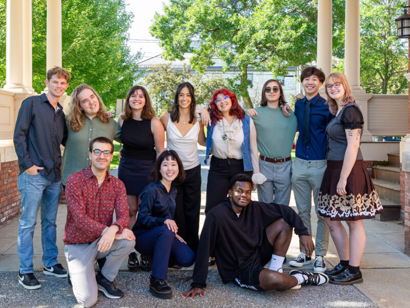 A group of student researchers pose at the University of Vermont.