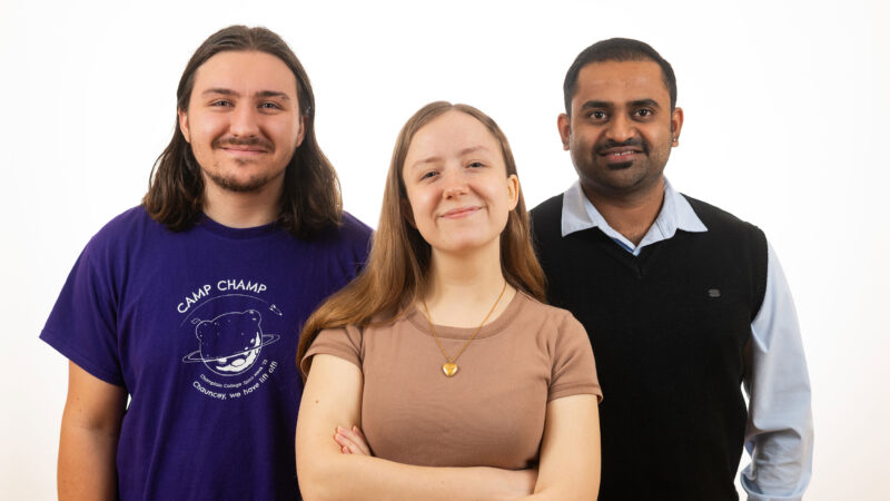 Mason Lee ’25, Ness Campagna ’25, and Professor Vikas Thammanna Gowda