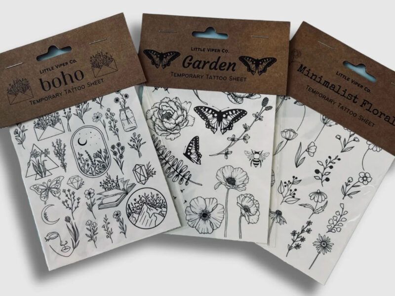 three packs of temporary tattoos