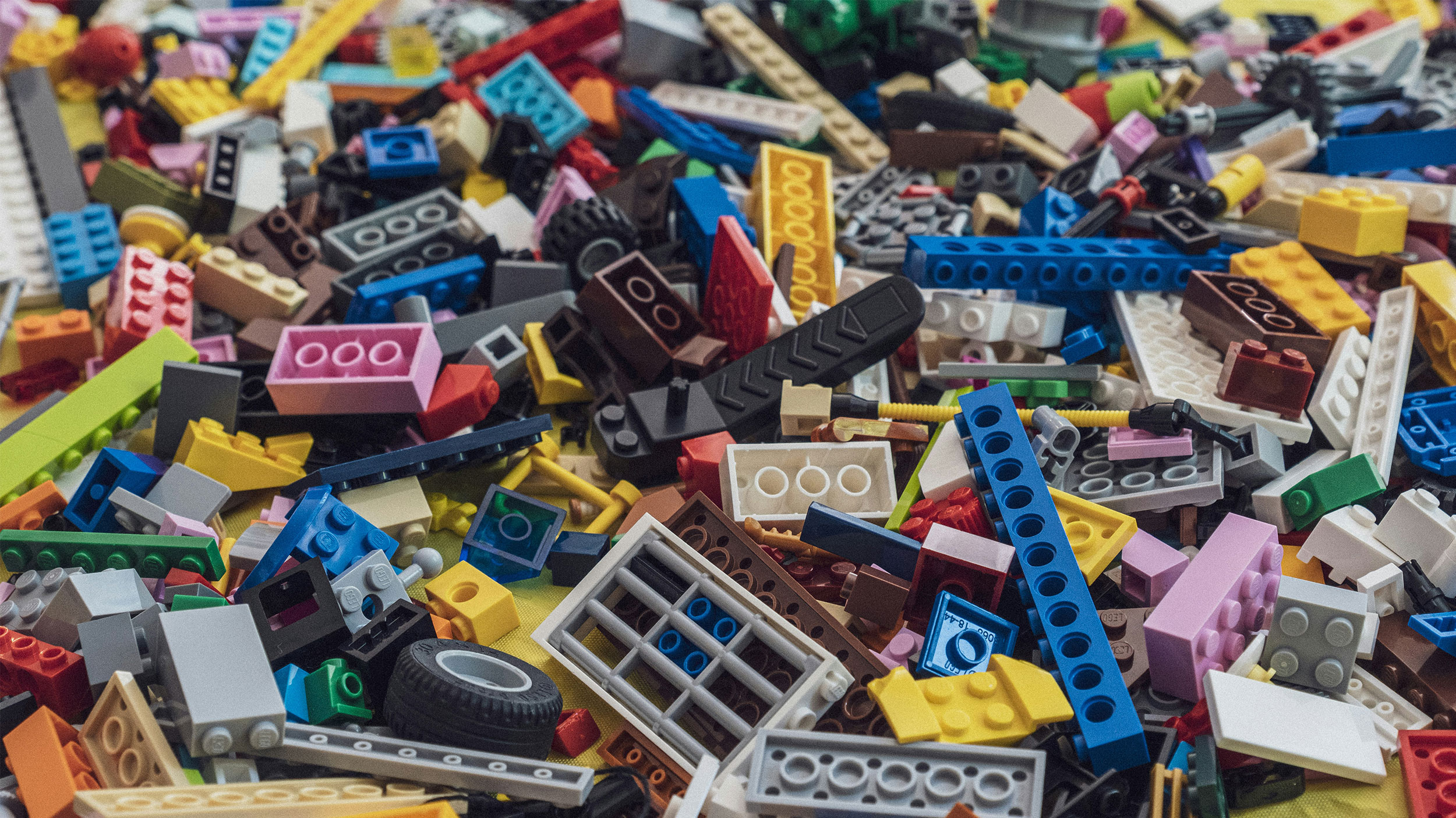 colorful lego pieces